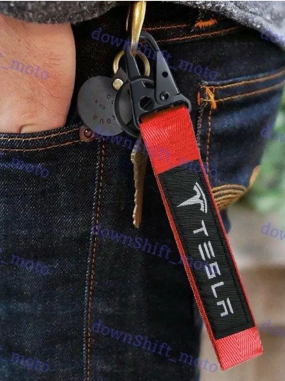 Set of 2 Tesla Black and Red Branded Lanyards/Keyholder